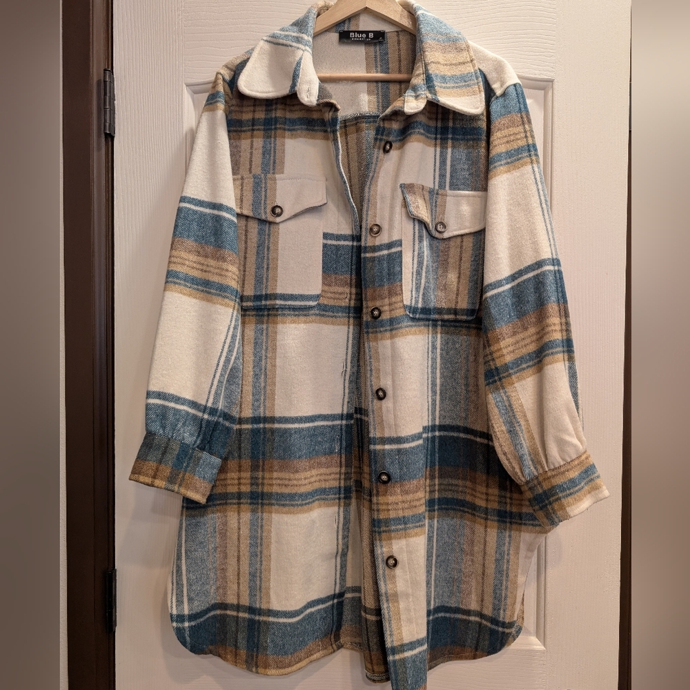 Plaid Button-Up Shirt Jacket
